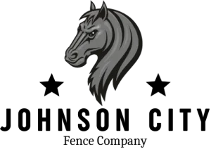 Johnson City Fence Company logo featuring a majestic black horse.